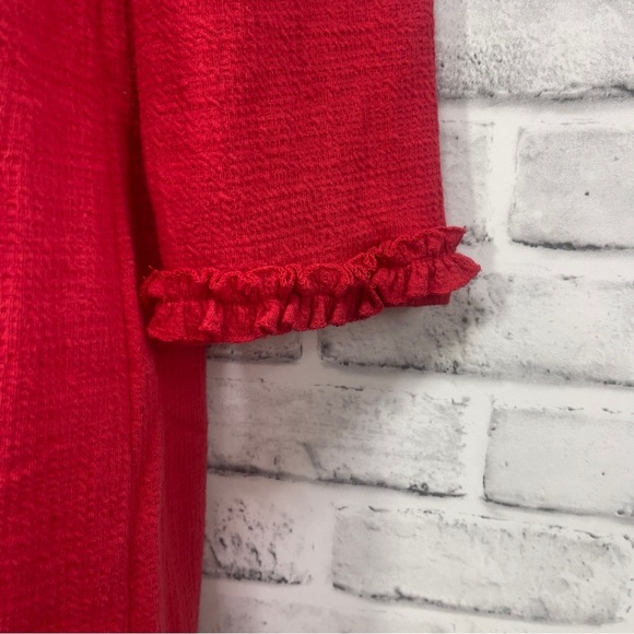 Tabitha Webb Red Ruffle Cuff 2 Pocket Shift Dress Small - Picture 4 of 6